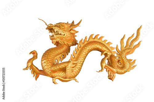 Golden Dragon isolated on white background
