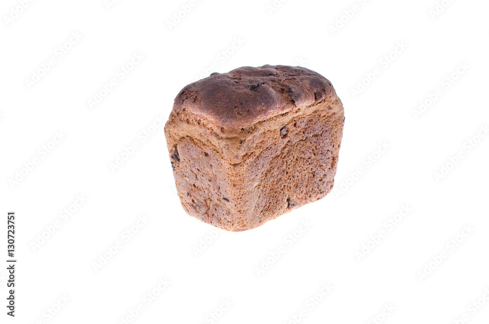 Ukrainian black bread with raisin on a white background Ukrainian black bread with raisin on a white background
