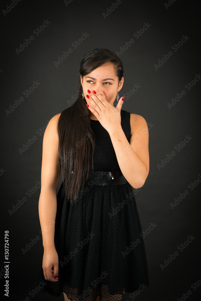 Beautiful woman doing different expressions in different sets of clothes: yawn Beautiful woman doing different expressions in different sets of clothes: yawn