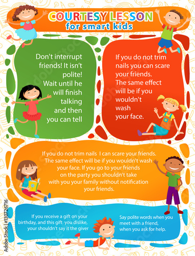 Vector brochure backgrounds with cartoon children. Infographic template design.