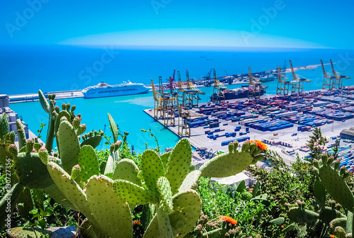 Photography Commercial port with container ship
