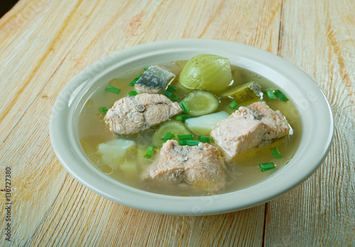 Russian fish solyanka soup photo