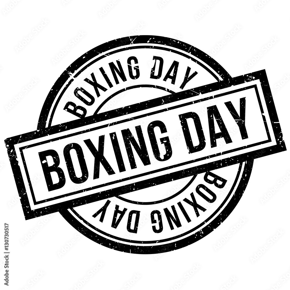 Boxing Day rubber stamp. Grunge design with dust scratches. Effects can be easily removed for a clean, crisp look. Color is easily changed.