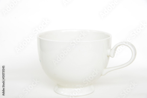 White cup on white background.