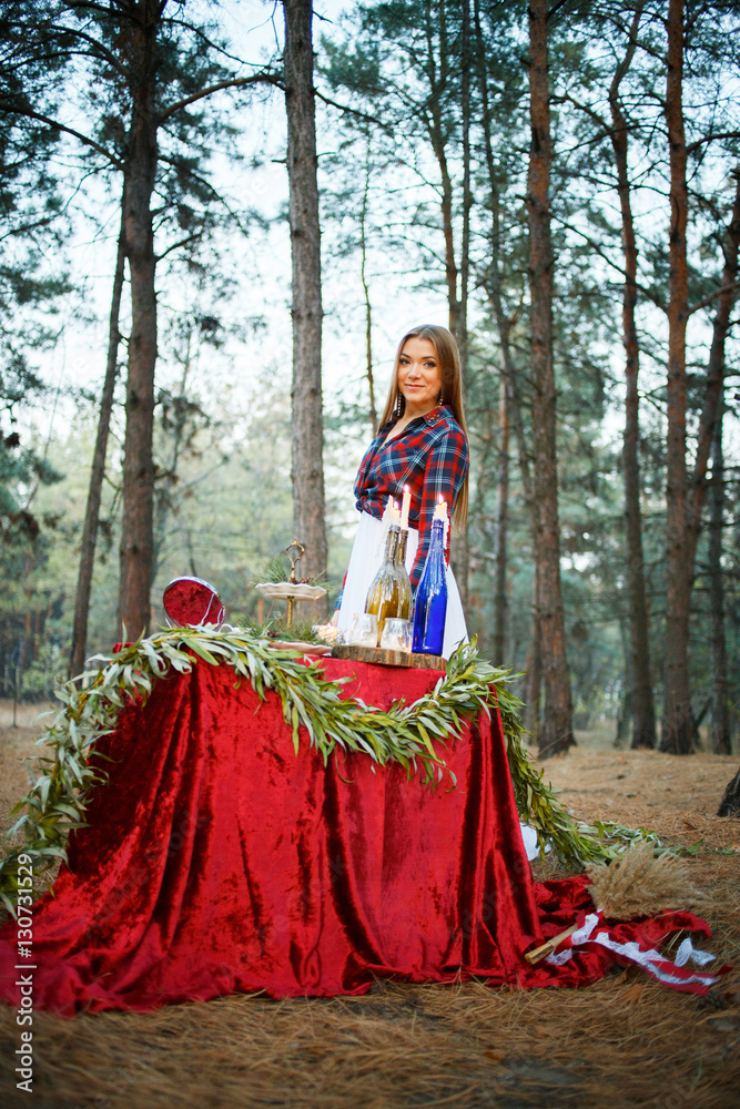 Fototapeta premium Cute Bride in American style