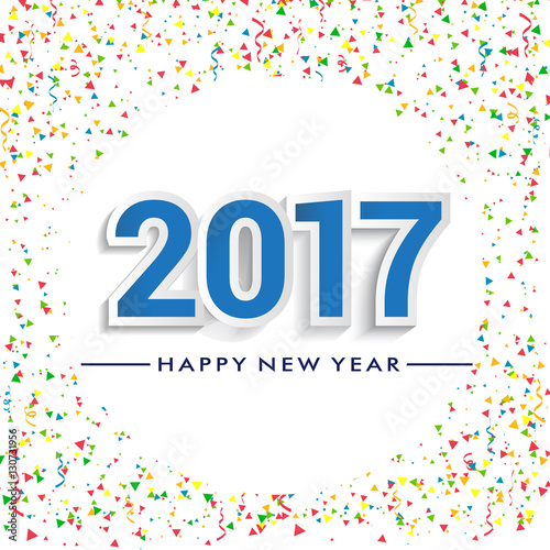 Happy New Year 2017 design with confetti background. Calendar template vector elements