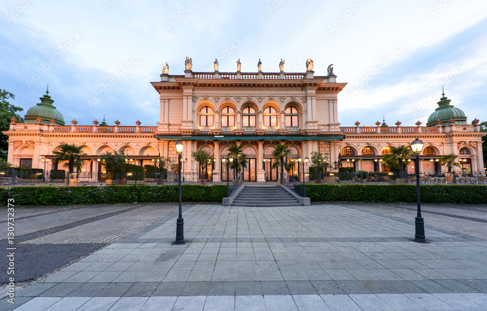 View on museum building at stadpark in vienna at sunset, austria