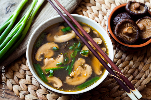 Shiitake mushroom chinese soup photo