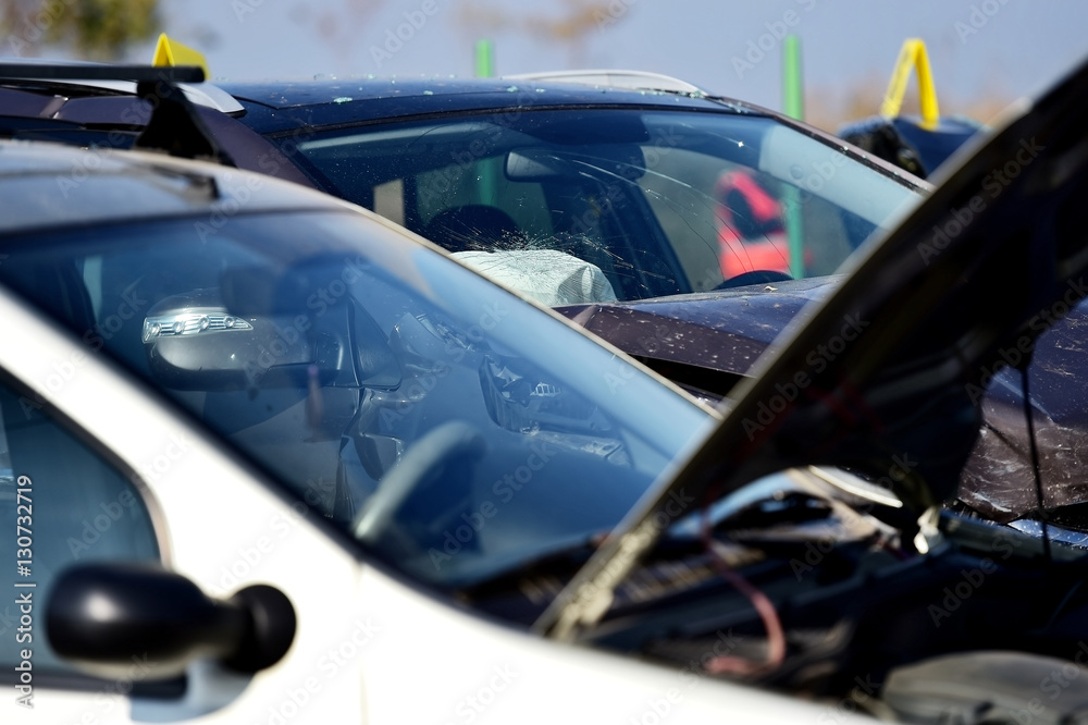 Damage automobile after a car crash Damage automobile after a car crash