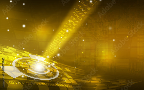 Gold technology background and abstract digital tech circle.copy space.