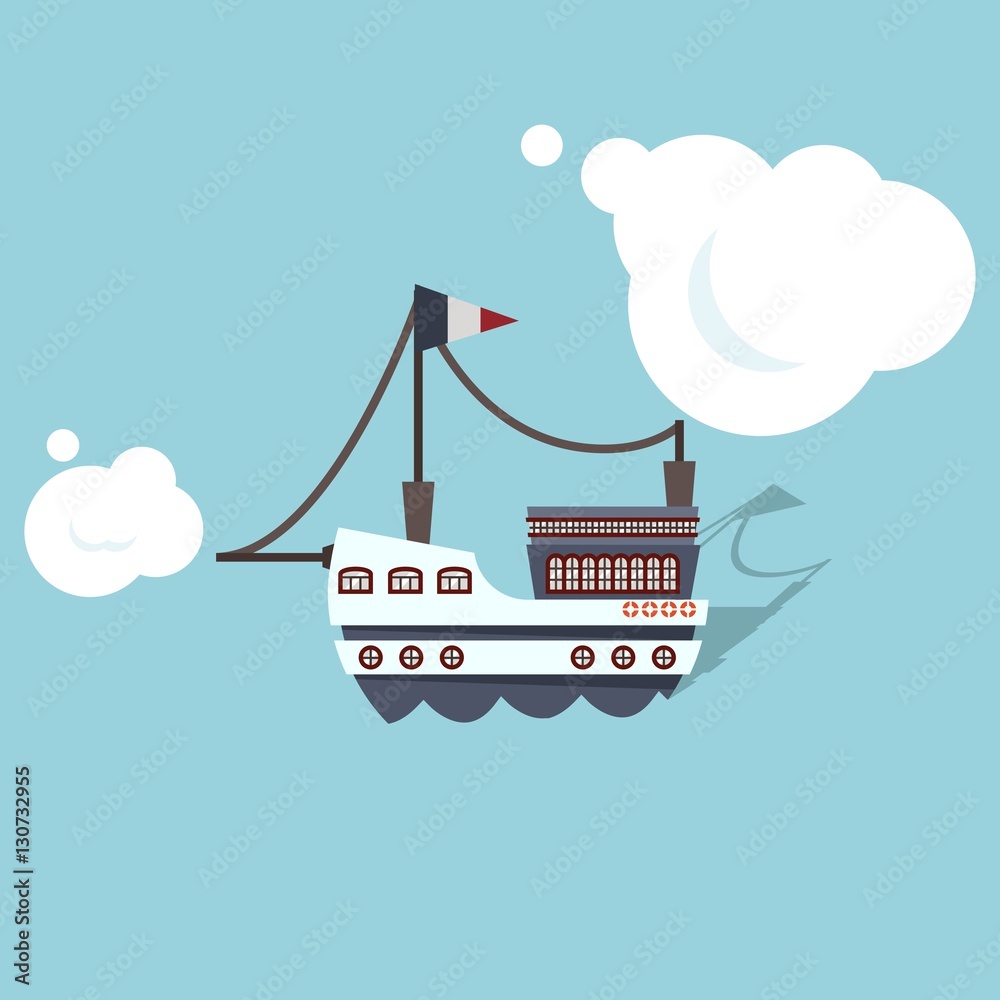 Obraz premium Vector ship, flat water transport