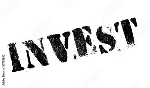 Invest stamp. Grunge design with dust scratches. Effects can be easily removed for a clean, crisp look. Color is easily changed.