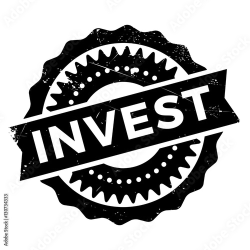 Invest stamp. Grunge design with dust scratches. Effects can be easily removed for a clean, crisp look. Color is easily changed.