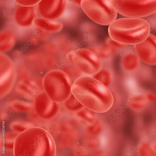 Red blood cell flowing in vein or artery. 3d render. Healthcare and medical zoom concept.