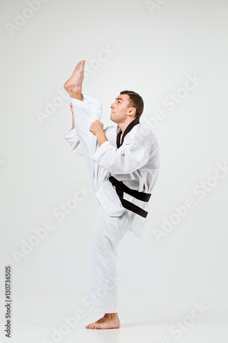 The karate man with black belt