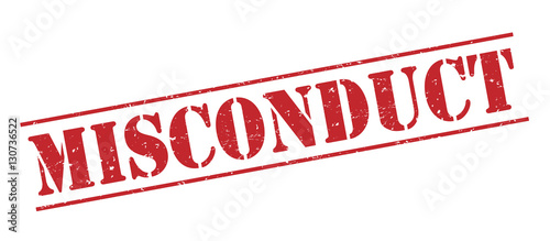 misconduct red stamp on white background photo