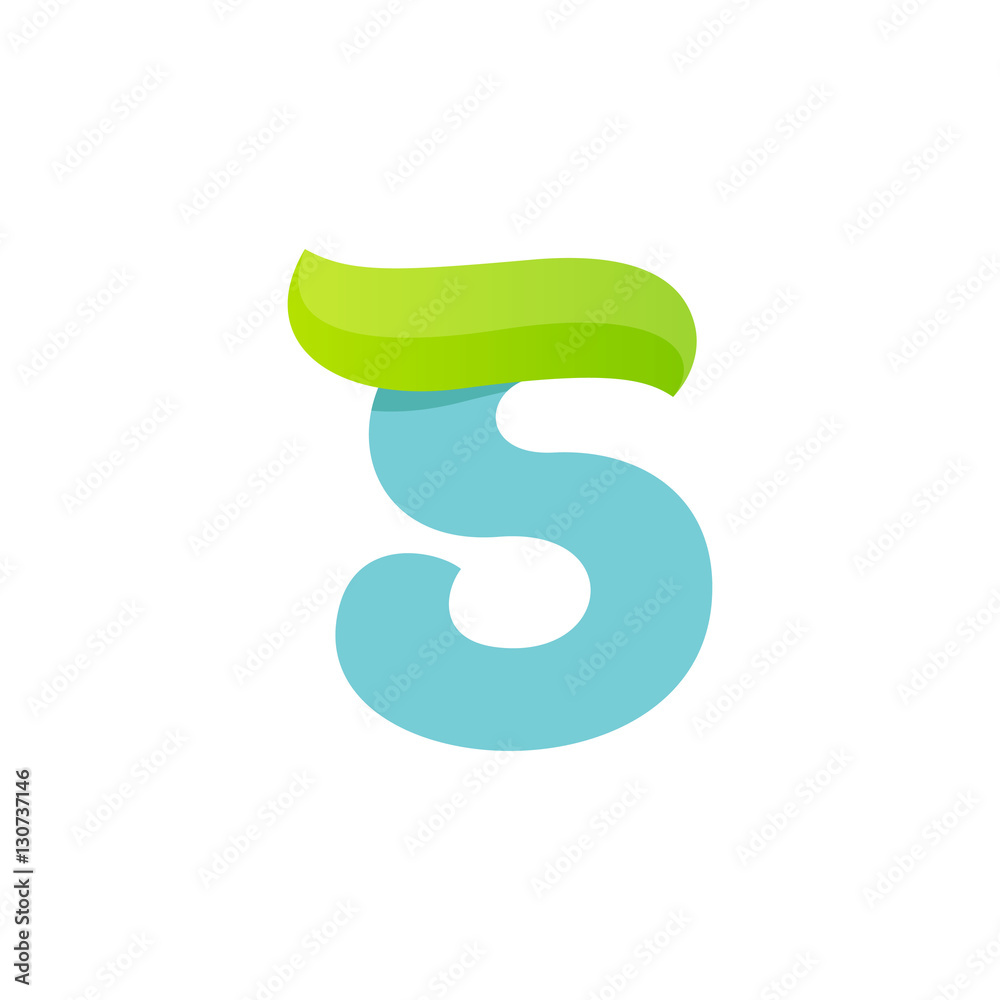 S letter logo with green leaf. S letter logo with green leaf.