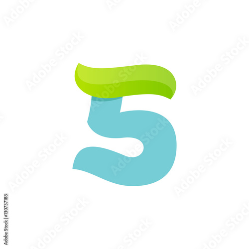 Number five logo with green leaf.