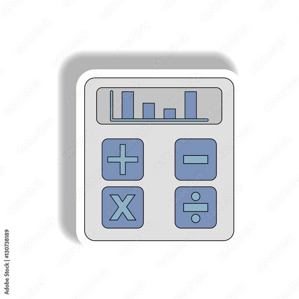 column graph on display Vector illustration in paper sticker style of calculator with bar graph column graph on display Vector illustration in paper sticker style of calculator with bar graph