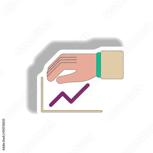 protect increasing line graph Vector illustration in paper sticker style of progress statistics and hand