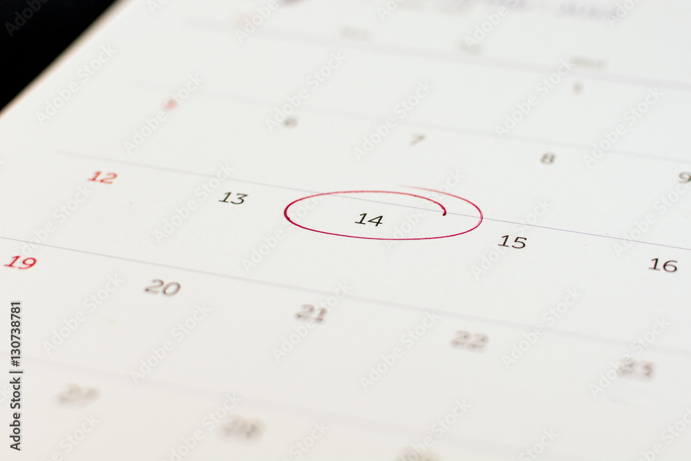 marker of number 14 on calendar marker of number 14 on calendar