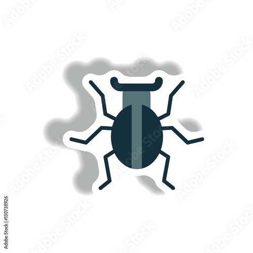 Stag Beetl stylish icon in paper sticker style beetle insect