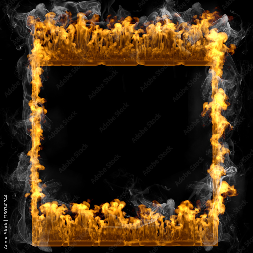 Marco y fondo abstracto 3d en llamas.Simbolo de fuego y humo Stock  Illustration | Adobe Stock