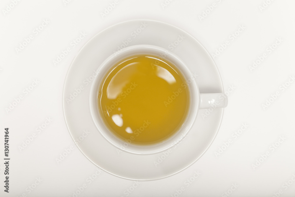 Tasse mit grünem Tee draufsicht Tasse mit grünem Tee draufsicht