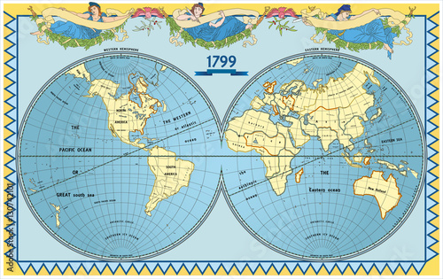Vector old globe with nymphs