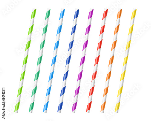 Striped colorful drinking straws  photo
