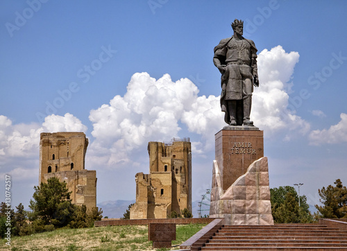 Statue of Timur in Shahrisabz, Uzbekistan photo