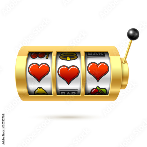 Three lucky heart symbols on slot machine