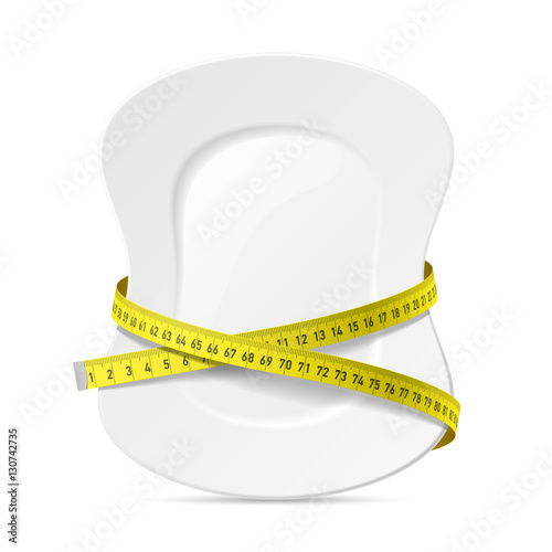 Plate with measuring tape, diet theme