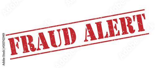 fraud alert red stamp on white background