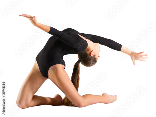 Young girl engaged arts gymnastic