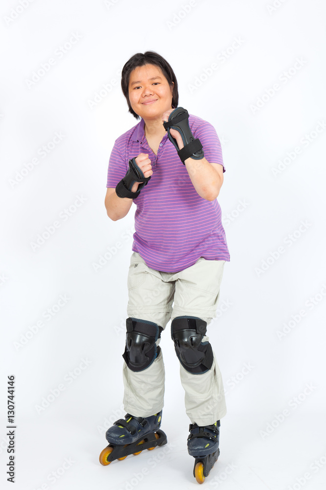 Beautiful woman doing different expressions in different sets of clothes: boxe Beautiful woman doing different expressions in different sets of clothes: boxe