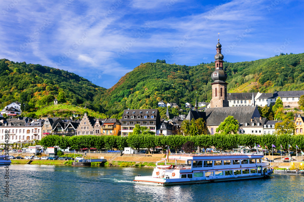 Romantic Rhein river cruises. Beautiful Cochem town. Germany