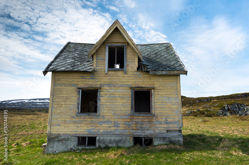 lonely abandoned house in the tundra in Norway