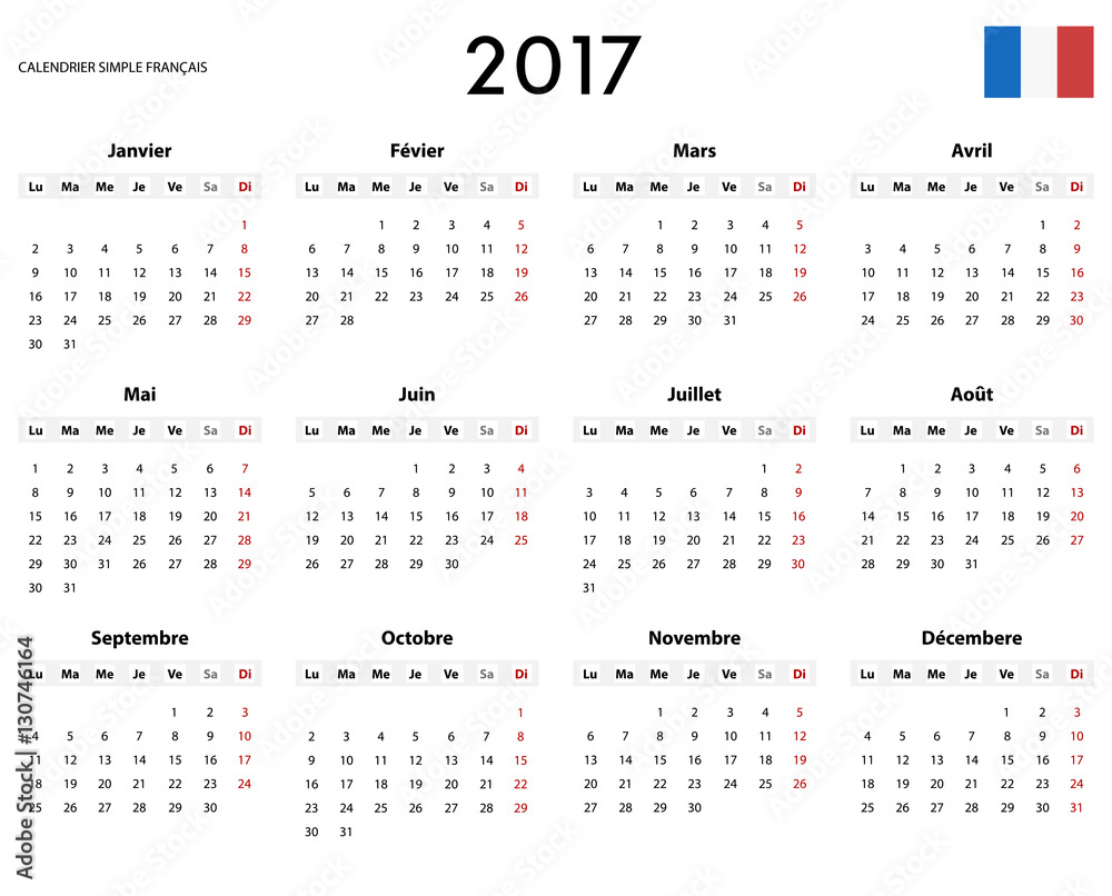 French simple calendar