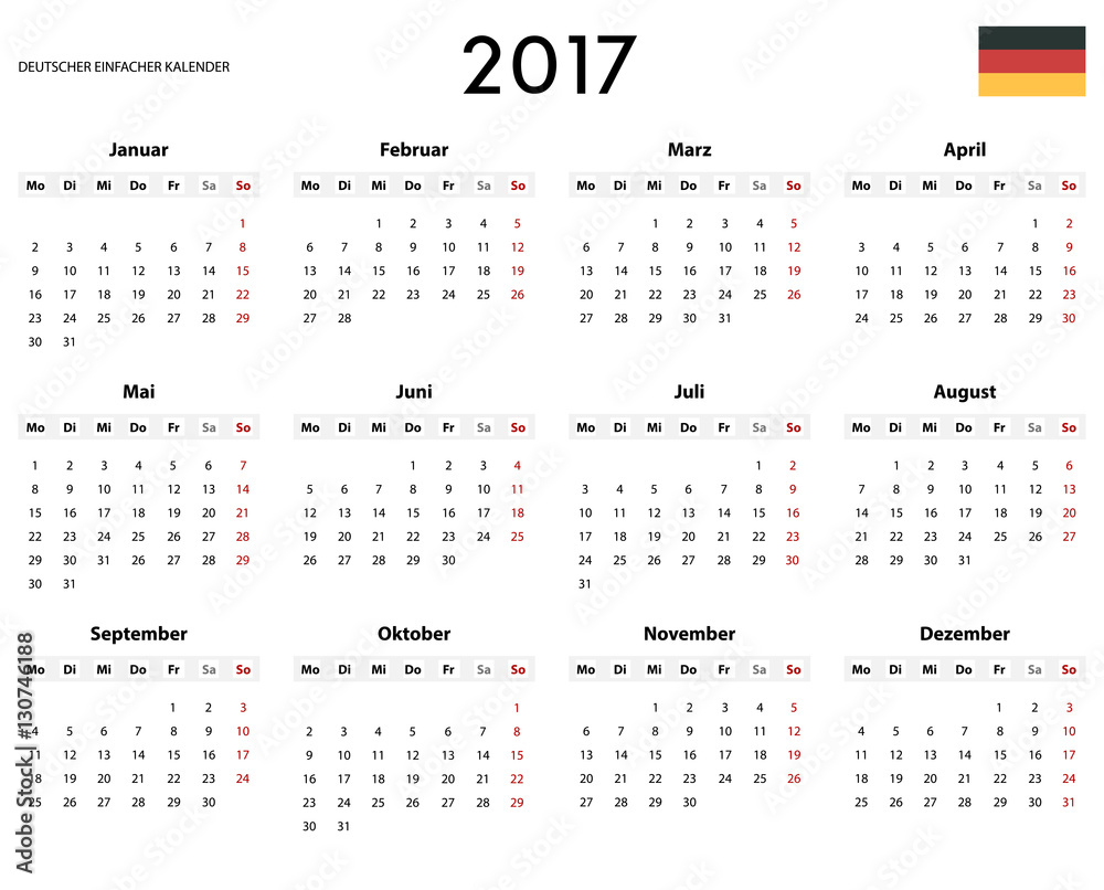 German simple calendar