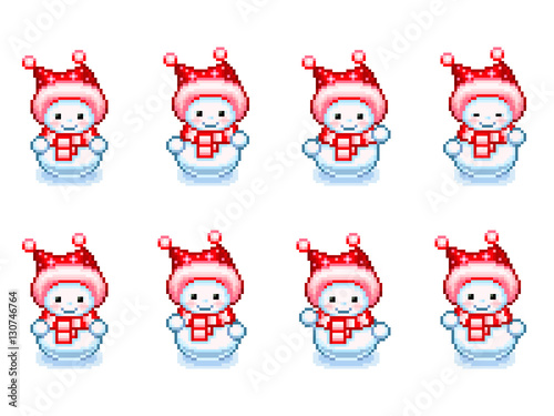 Dancing snowman animation sprite in Pixel-Art style