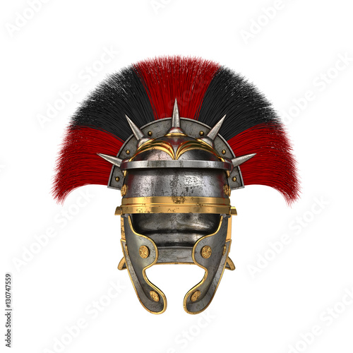 Roman legionary helmet on an isolated white background. 3d illustration