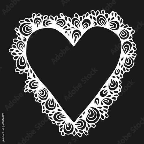 White heart frame shaped empty space for text