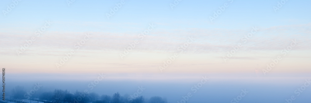 Panorama of winter fog