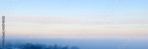 Panorama of winter fog