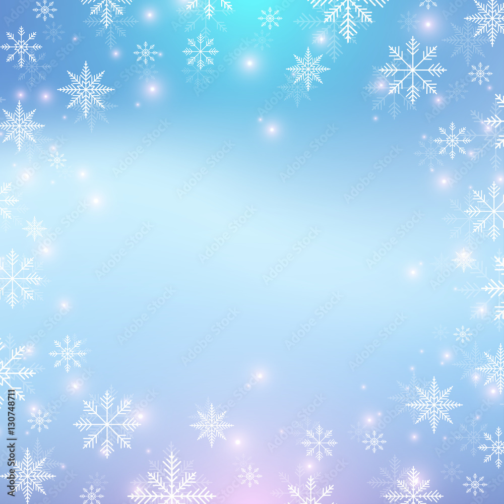 Christmas and Happy New Years background with snowflakes. Vector illustration.