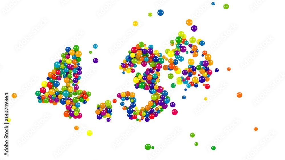3D digits four point three percent made of bright colorful balls on pure white background 3D digits four point three percent made of bright colorful balls on pure white background