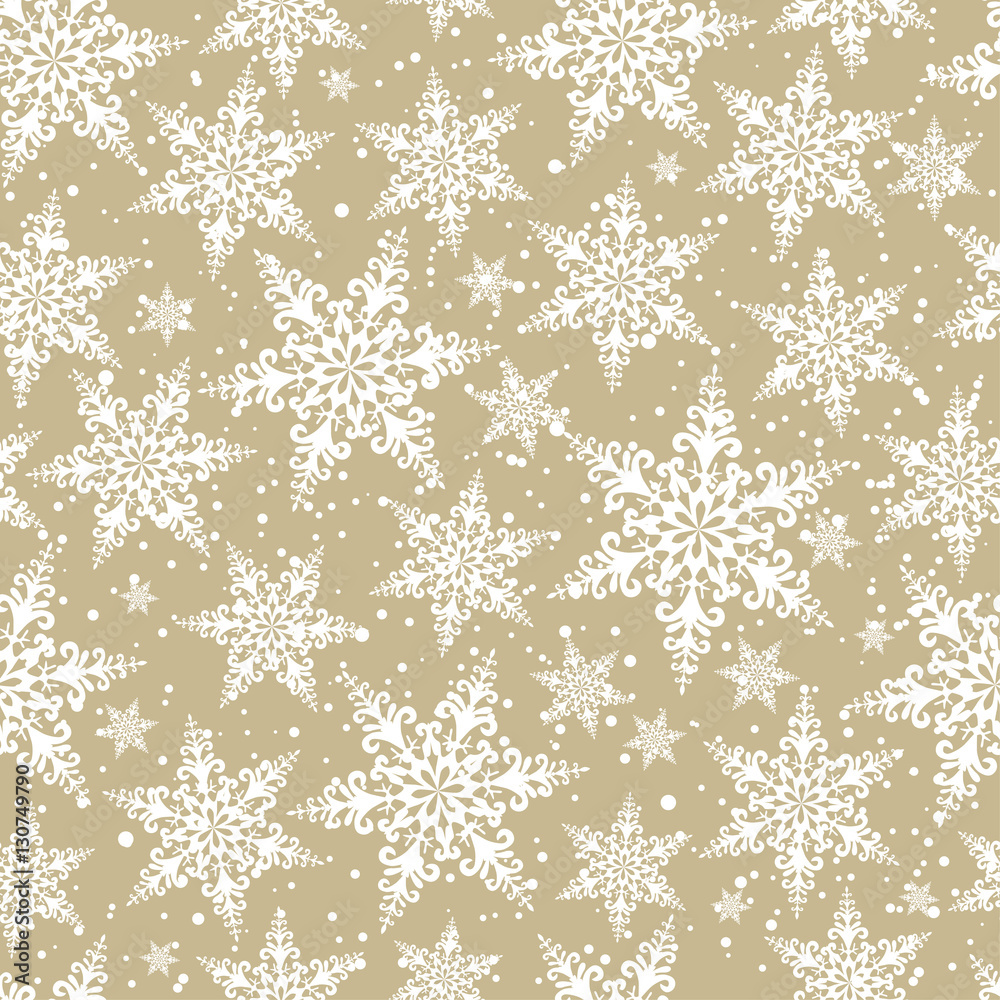 Seamless winter background of openwork snowflakes. Pattern.
