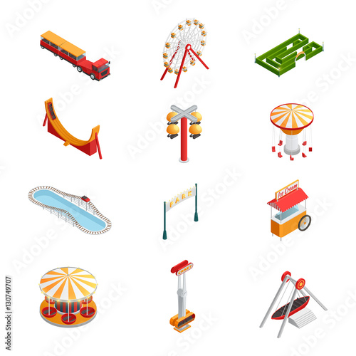 Amusement Park Icons Set