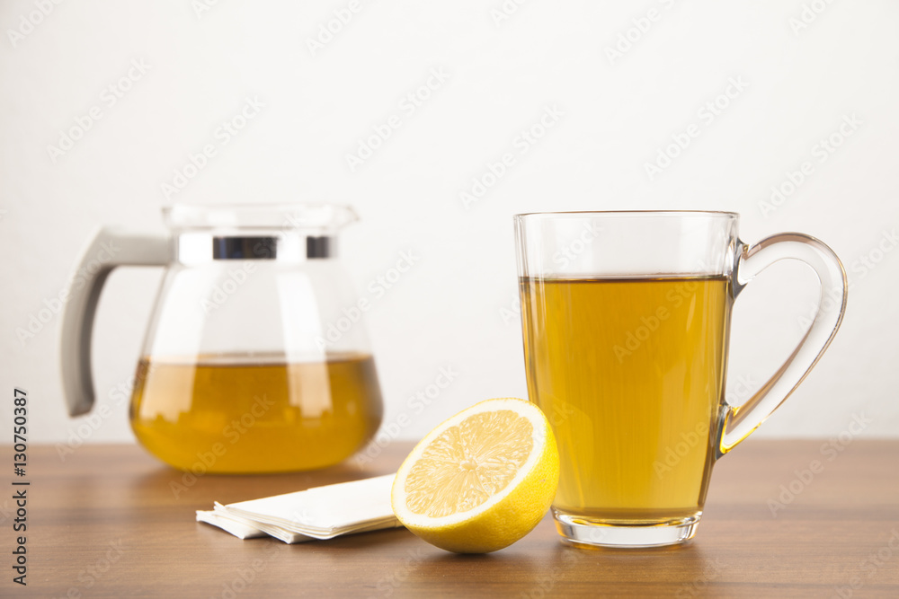 Tea with lemon and handkerchiefs during a disease Tea with lemon and handkerchiefs during a disease